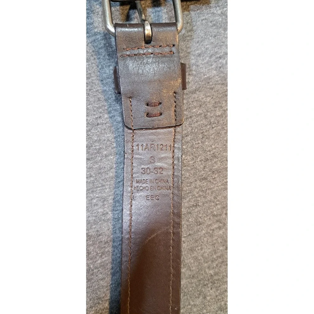 Brown Leather Belt‎ Silver Buckle Mens Womens Casual Dress Work 30/32